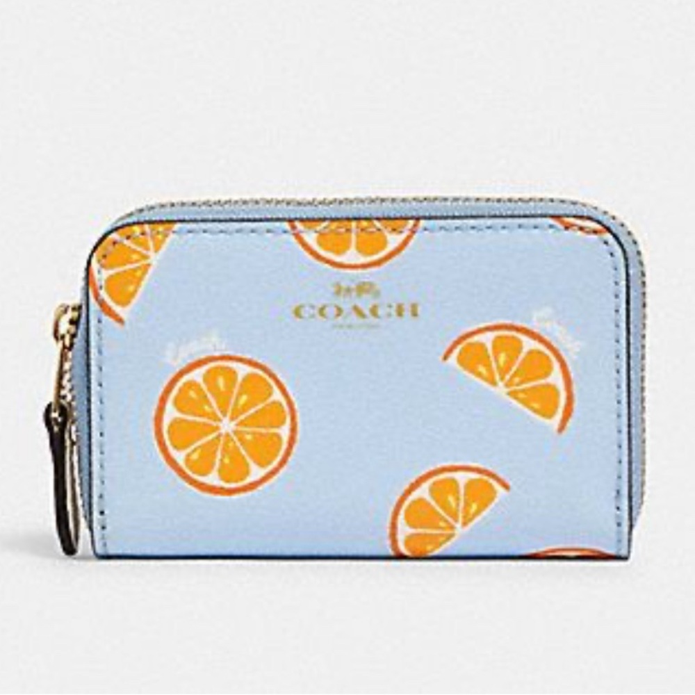 ZIP AROUND COIN CASE WITH ORANGE PRINT